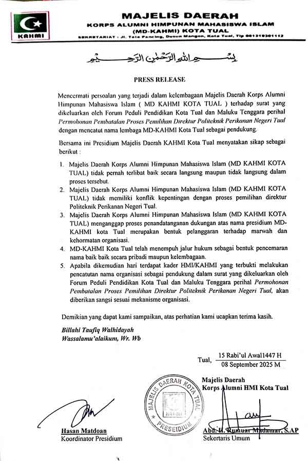 Press Realase MD KAHmi kota Tual
