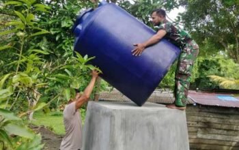 Kerja Keras Satgas TMMD 127 Berbuah Manis, Tandon dan Sumur Bor Rampung 2 Satgas TMMD 127 sumur bor tandon
