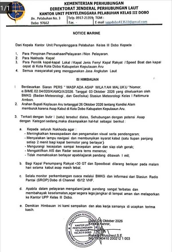 UPP Kelas III Dobo Imbauan Pelayaran
